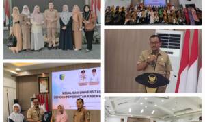 Foto: Kegiatan Pembukaan Sosialisasi Program Universitas Terbuka Medan yang berlangsung di Aula Rumah Dinas Bupati Batu Bara di Tanjung Gading Kecamatan Sei Suka, Selasa (05/7) diabadikan dalam foto.