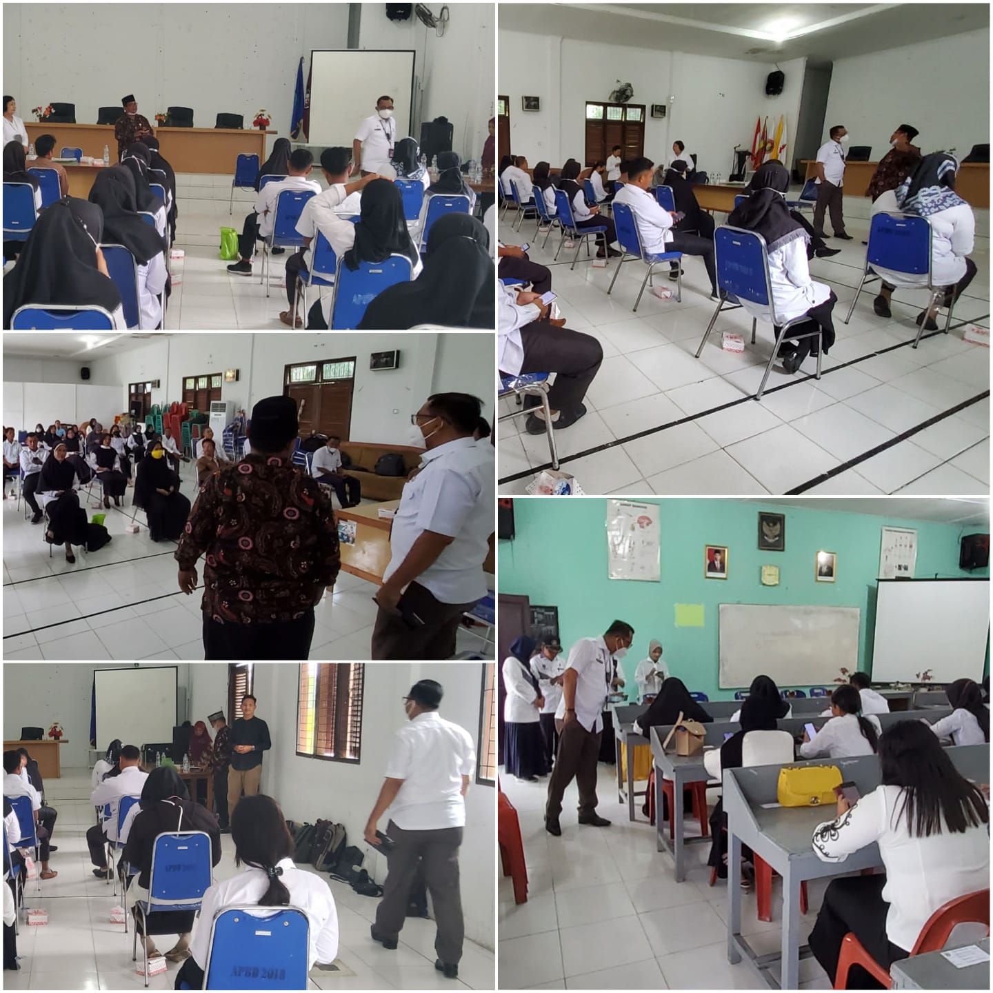 Foto: Kegiatan Uji Kompetensi Guru (UKG) yang berlangsung di UPT SMPN 1 Labuhan Ruku Kecamatan Talawi, Rabu (6/7) diabadikan dalam foto.