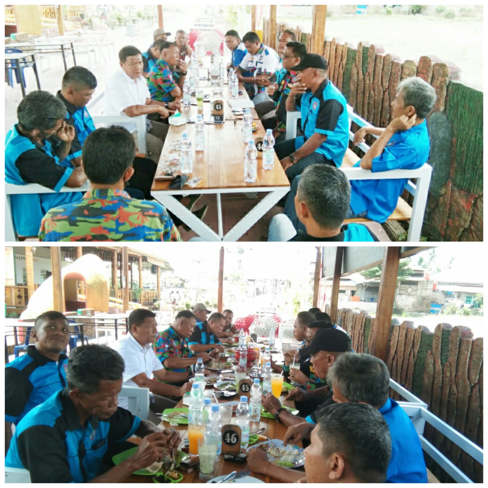 Foto: Kegiatan Pertemuan/Rapat antara DPC F.SPTI-K.SPSI Kabupaten Batu Bara dan PUK F.SPTI-K.SPSI se-Kecamatan Sei Balai bertempat di RM. Kayu Randu (13/7) membahas pemantapan persiapan Acara Pendidikan se-Sumatera Utara yang akan berlangsung di Singapore City Hotel Tanggak 27-28 Juli 2022 diabadikan dalam foto.