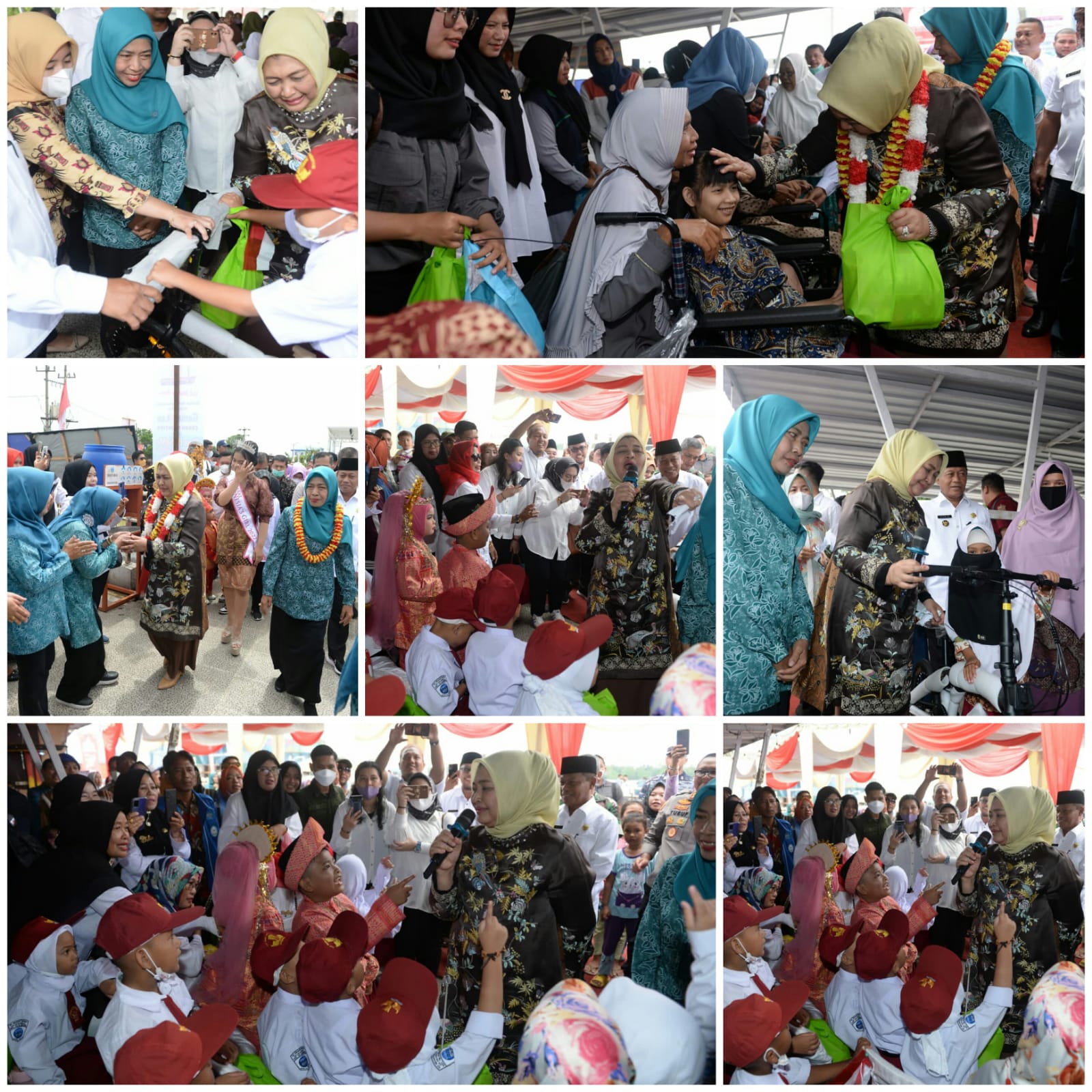Ketua TP PKK Provinsi Sumatera Utara (Sumut) Nawal Lubis menyosialisasikan Gerakan Memasyarakatkan Makan Ikan (Gemarikan) untuk pencegahan stunting di Pelataran Pelabuhan Teluk Nibung, Kota Tanjungbalai, Rabu (7/9). (Foto : Alexander AP Siahaan/Diskominfo Provsu).